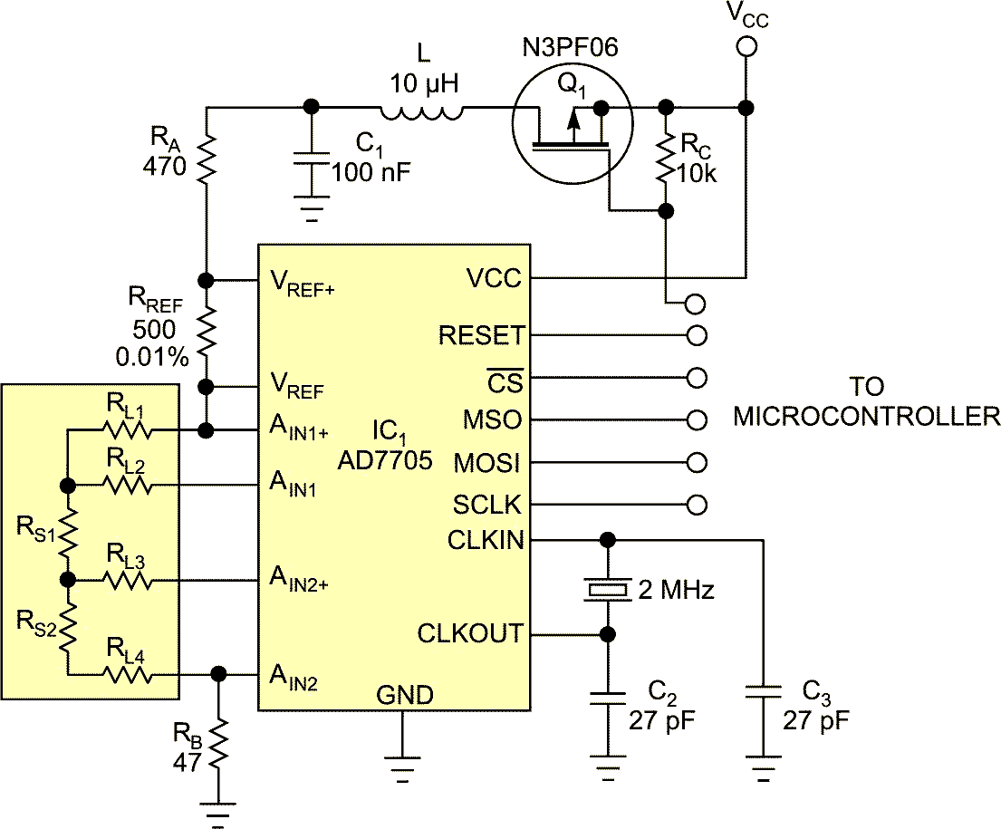 Compensate for four-wire sensor errors