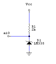 Типовая схема включения датчика LM335