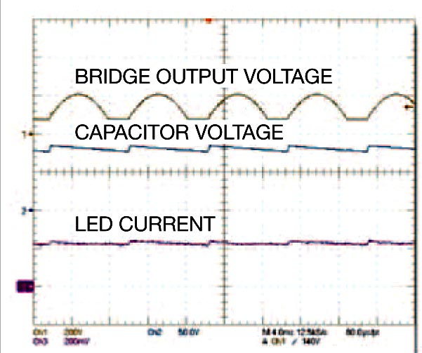When the voltage from the bridge increases to more than 80V, the chopper circuit switches and limits the voltage applied to the regulator circuit.