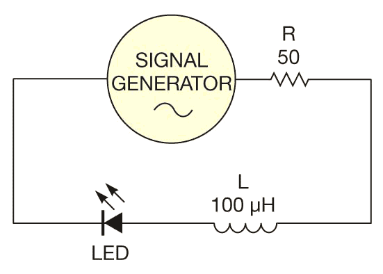 An LED's intrinsic capacitance works in a 650-mV LRC circuit
