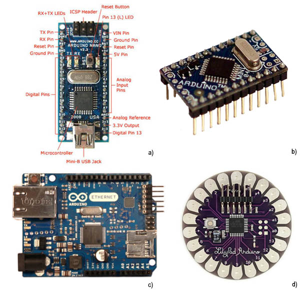 Popular variants of the Arduino platform