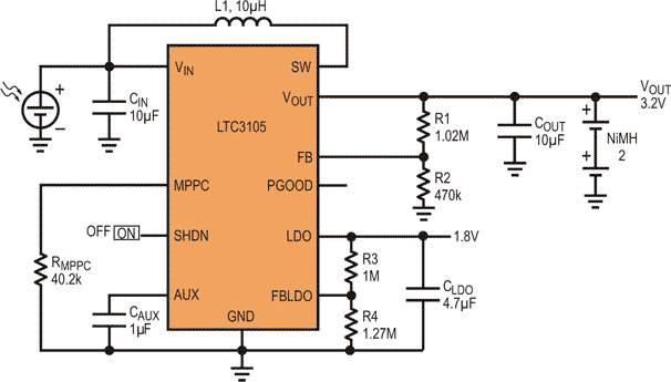 Схема заряда NiMH аккумулятора от одиночной фотоэлектрической ячейки