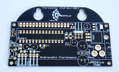Inside and Outside Thermometer on AVR micro: PCB