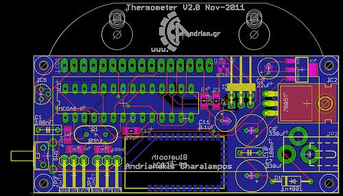 Inside and Outside Thermometer on AVR micro: Eagle project