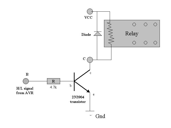 With this circuit, about 5 volts will be applied if the input control signal at B is high, which is large enough to trigger the relay