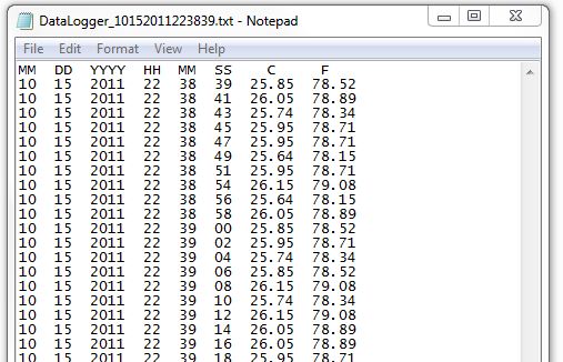 Sample ASCII log file