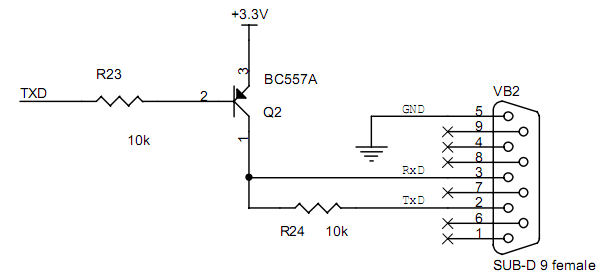 Simple RS232 logic translation with BC557.
