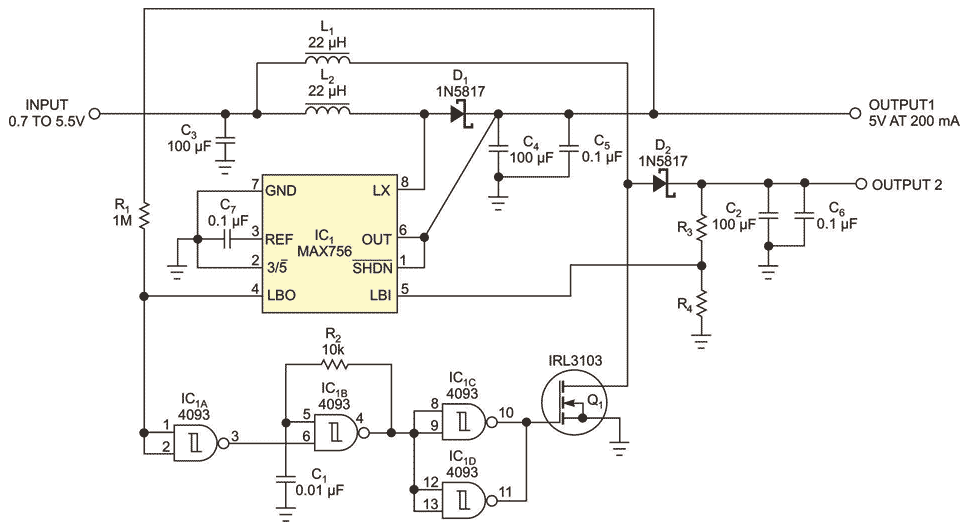 If you need a boosted secondary output, you can use the LBI and LBO pins to make another switching boost converter
