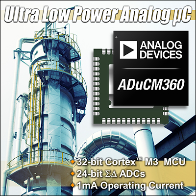 Analog Devices представляет микроконтроллер с двумя 24-битными сигма-дельта АЦП