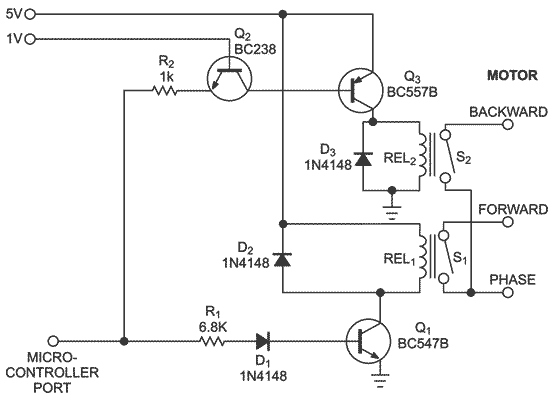 Relay driver switches two relays with one pin