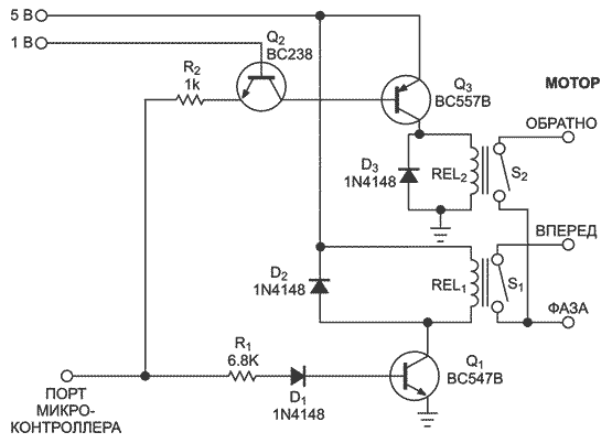 Relay driver switches two relays with one pin