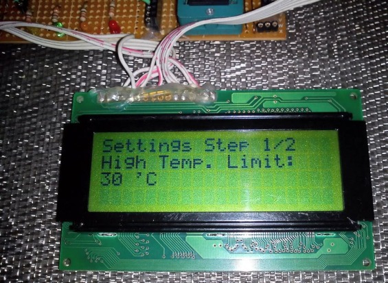 Intelligent temperature monitoring and control system: setting the high temperature limit.