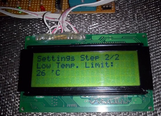 Intelligent temperature monitoring and control system: setting the low temperature limit.