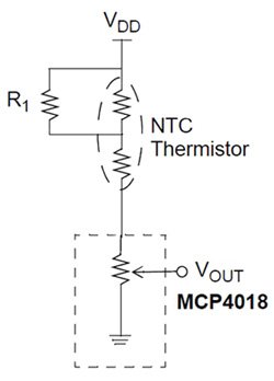 Microchip serially connected digital potentiometer