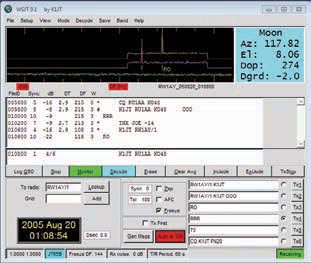 A two-way contact through moon bounce uses free WSJT software