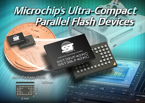 Микросхемы Flash-памяти с параллельным интерфейсом: SST39VF401C, SST39F402C, SST39LF401C и SST39LF402C.