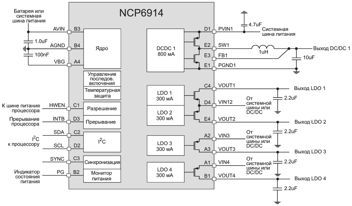 Типовая схема включения NCP6914