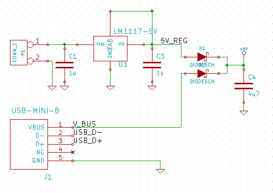 Power Supply for AD9833-based USB Function Generator