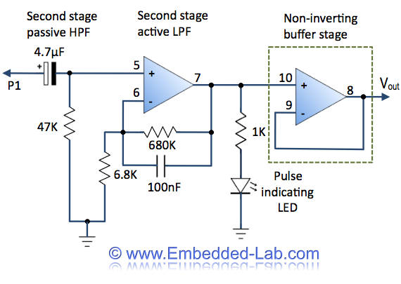 Easy Pulse: A DIY photoplethysmographic sensor for measuring heart rate. Schematic