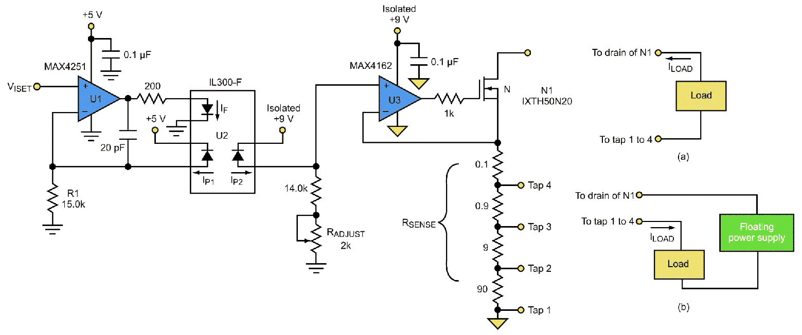 Voltage Controlled Regulator Both Sources And Sinks Current