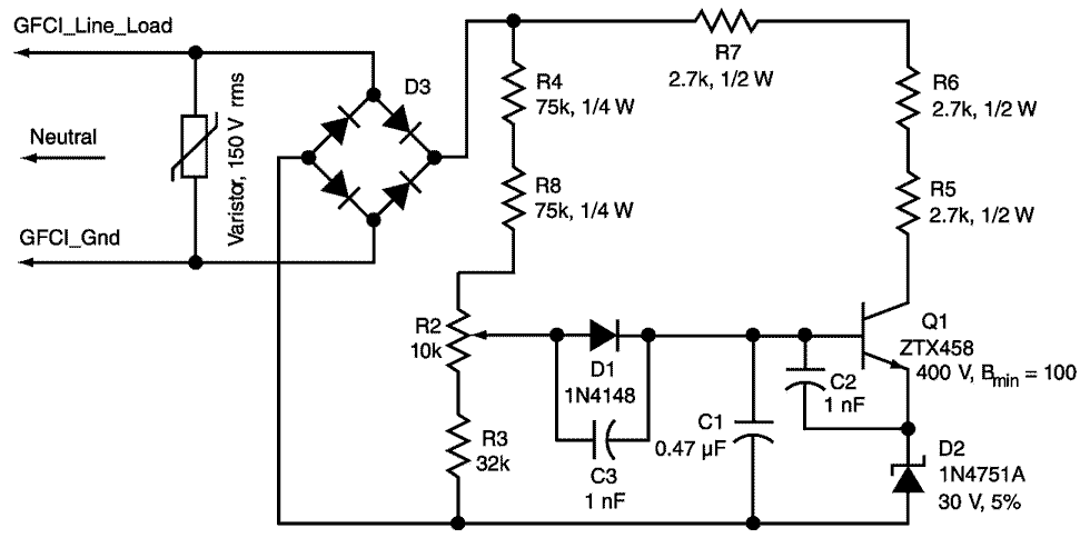 Adjustable Line Voltage Limiter Uses Ground Fault Circuit Interrupter
