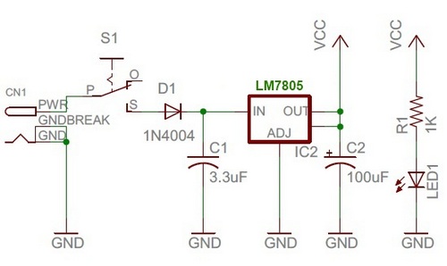 Regulated +5V power supply unit