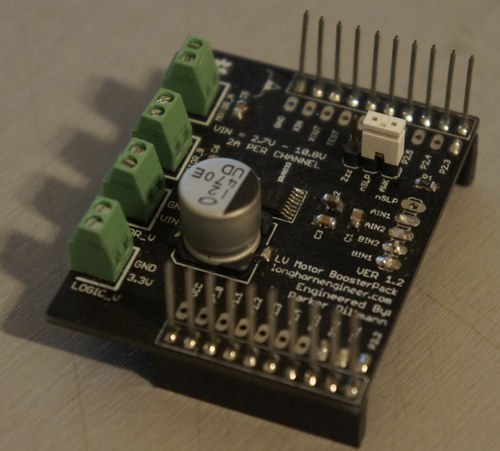 Low Voltage, 2A motor controller BoosterPack for the Ti LaunchPad.   
