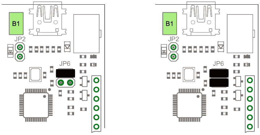 Jumpers on Simplecortex Board for enable update the debugger firmware.