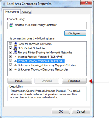  LAN network adapter properties.