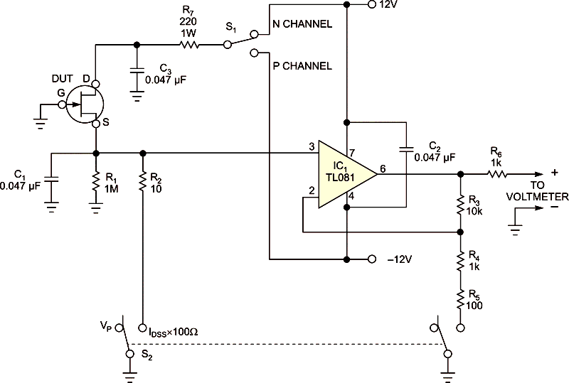 Simple circuit lets you characterize JFETs