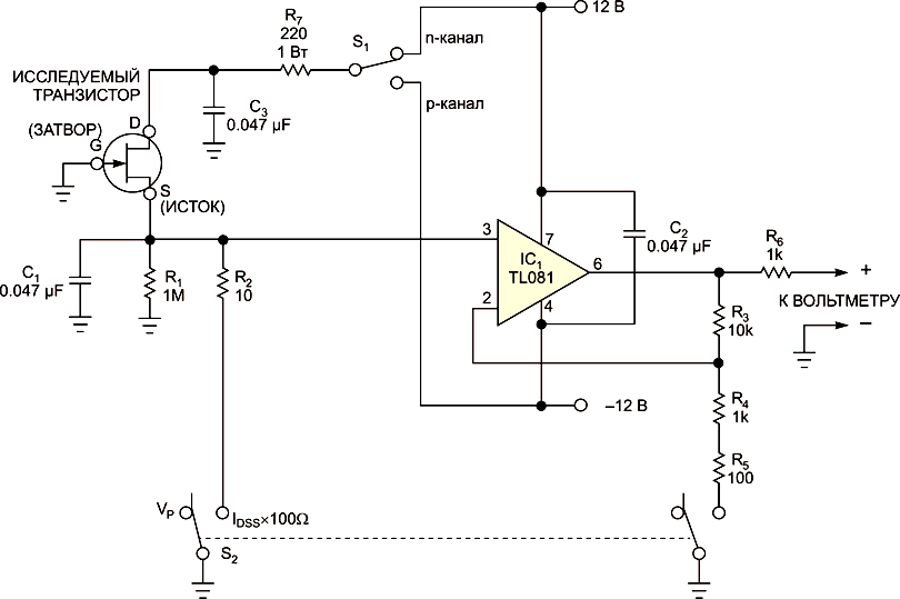 Простое устройство для измерения параметров полевых транзисторов с управляющим p-n переходом