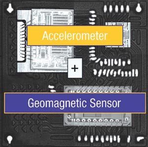 LSM303DLH 3x accelerometer and 3x magnetometer in compact LGA package