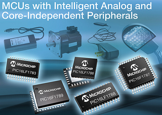 Microchip выпускает 8-разрядные микроконтроллеры с интеллектуальной аналоговой периферией (PIC16F178X)