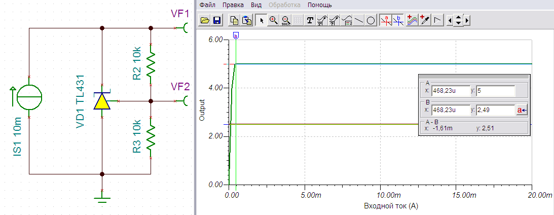 Моделирование TL431 в программе TINA9-TI