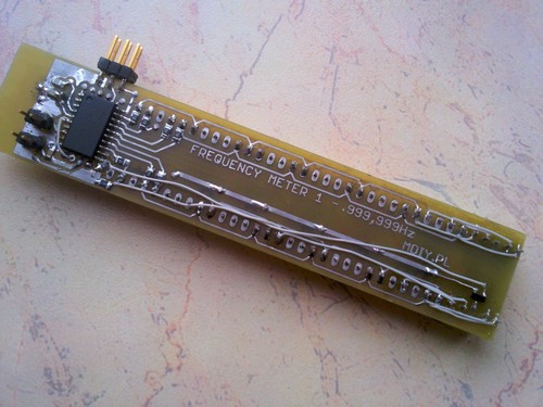 AVR frequency meter: Bottom side of the PCB