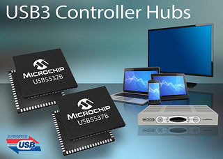 Microchip анонсировала первое в мире семейство контроллеров USB3-концентраторов USB553XB-5000