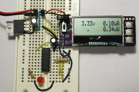 Measuring power drawn by a T.I. MSP430G2211 processor in low-power mode 4