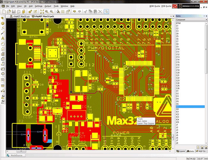 Вид экрана программы DesignSpark PCB