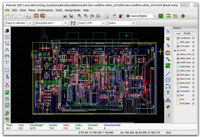 Вид экрана программы KiCad