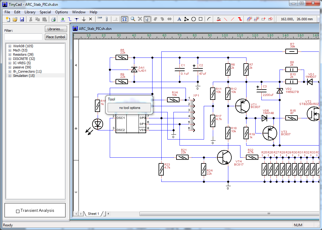 Вид экрана программы TinyCAD