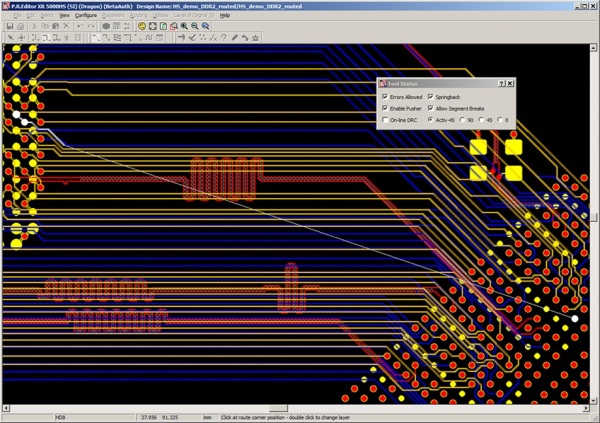 Activ-45 router pushes existing routes and vias aside