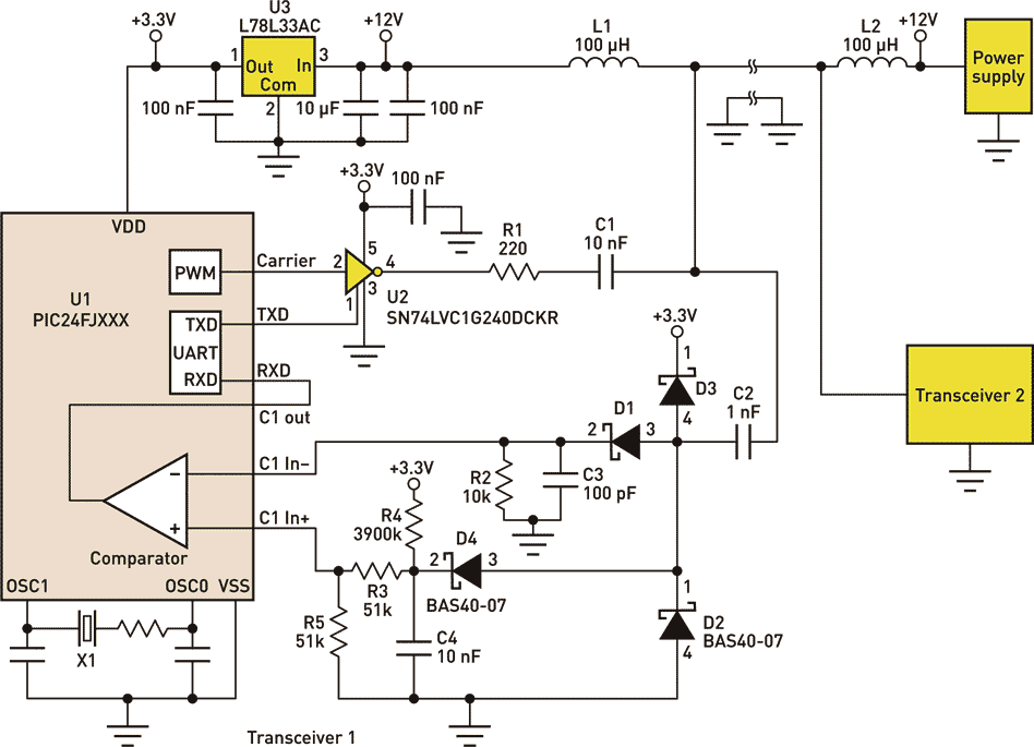 Simple Circuit Communicates Over Low-Voltage Power Lines