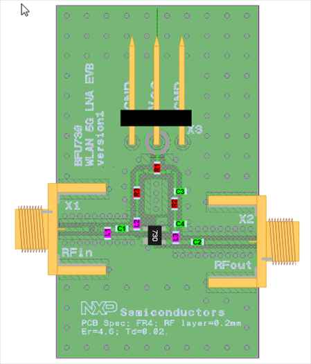 BFU730 F 5 - 5.9 GHz WiFi LNA EVB Demo Board