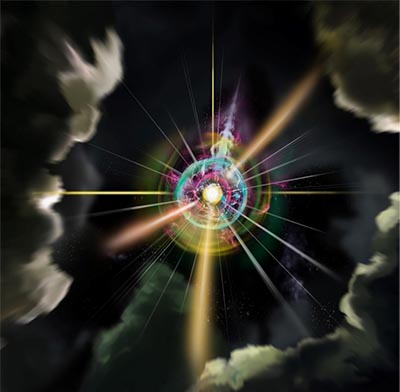 Artistic illustration of the synthetic magnetic monopole