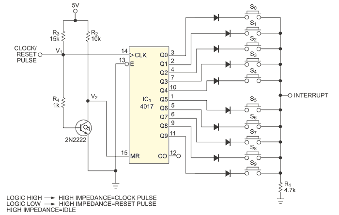 Read 10 or more switches using only two I/O pins of a microcontroller