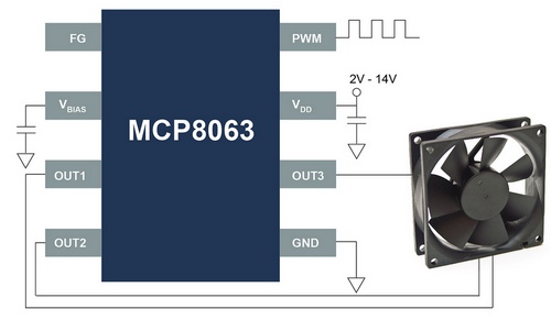 Типовая схема включения драйвера MCP8063