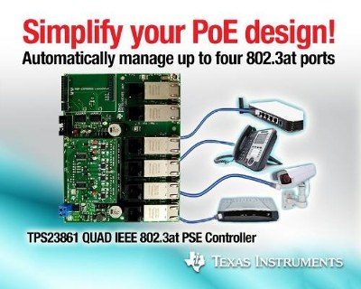 TI speeds Power over Ethernet development with next-generation PSE controller