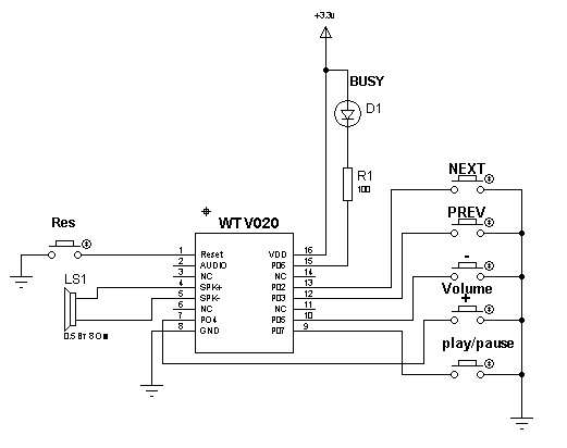 Аудио проигрыватель на Atmega8 и WTV020