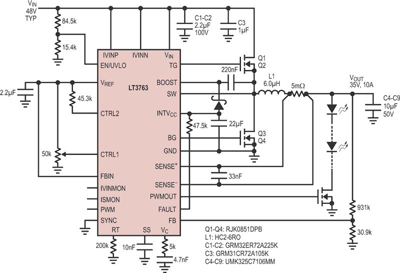 60 V, Synchronous Step-Down High Current LED Driver