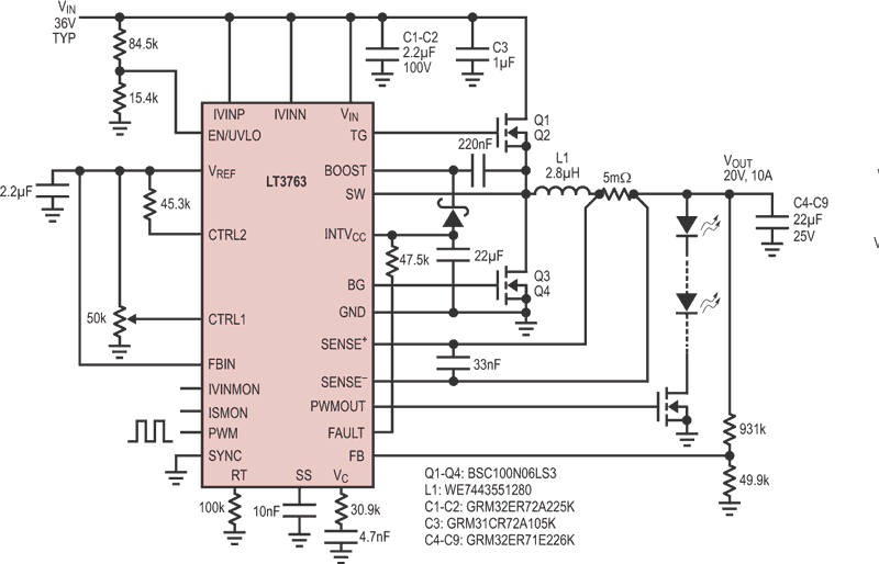 60 V, Synchronous Step-Down High Current LED Driver